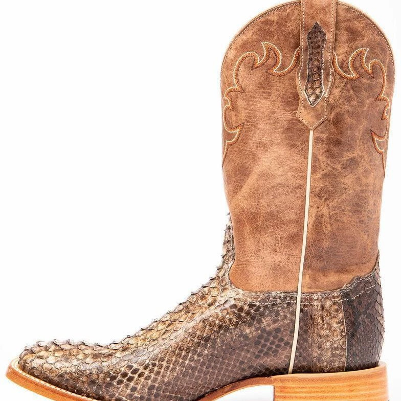 Block Heel Ankle Boots - Men Vintage Brown Distressed Leather Western