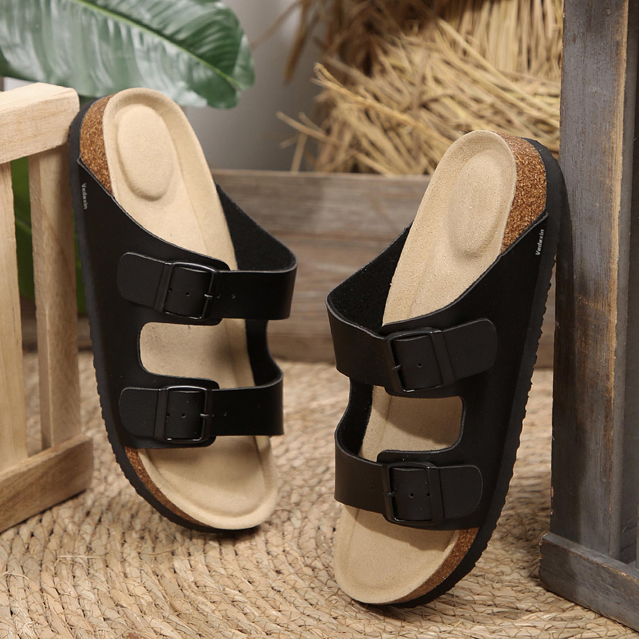 Women's Double Buckle Slide Sl - đánh giá và giá Cork Wedge Sandal