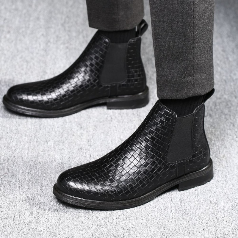 Men's Woven Pattern Chelsea Bo - đánh giá và giá Block Heel Ankle Boots