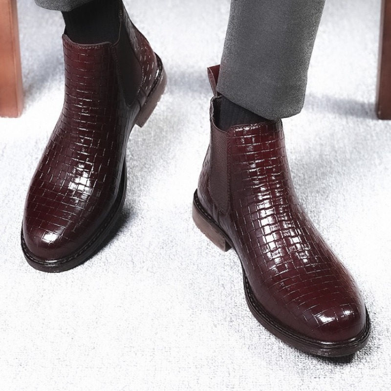 Men's Woven Pattern Chelsea Bo - đánh giá và giá Block Heel Ankle Boots