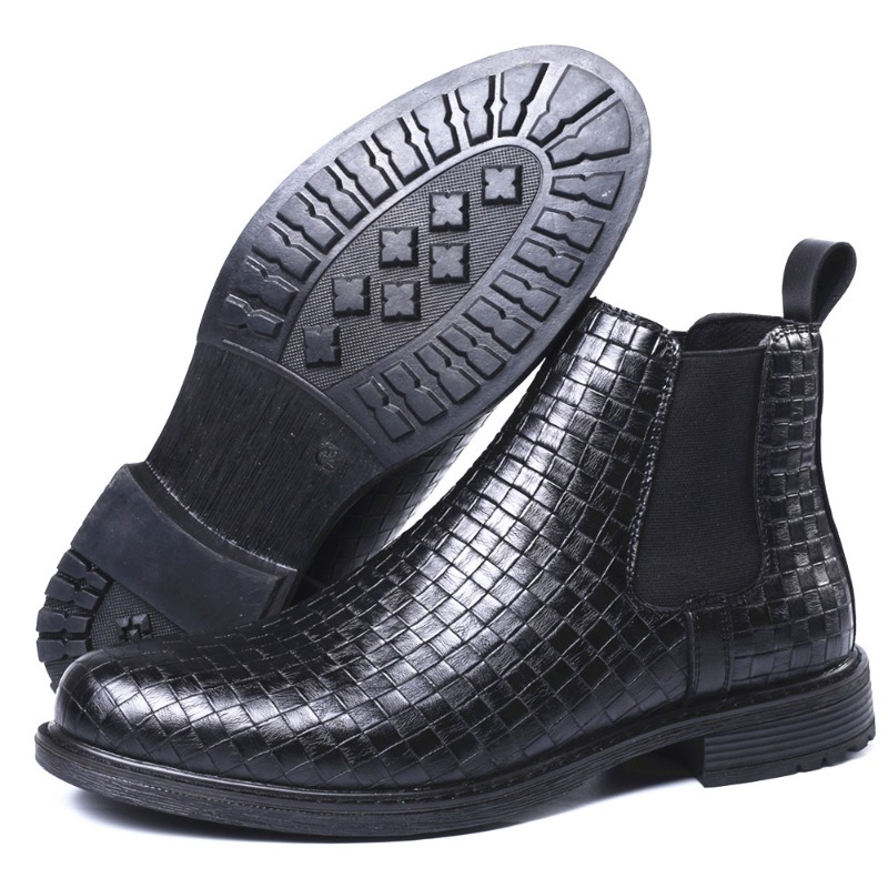Men's Woven Pattern Chelsea Bo - đánh giá và giá Block Heel Ankle Boots