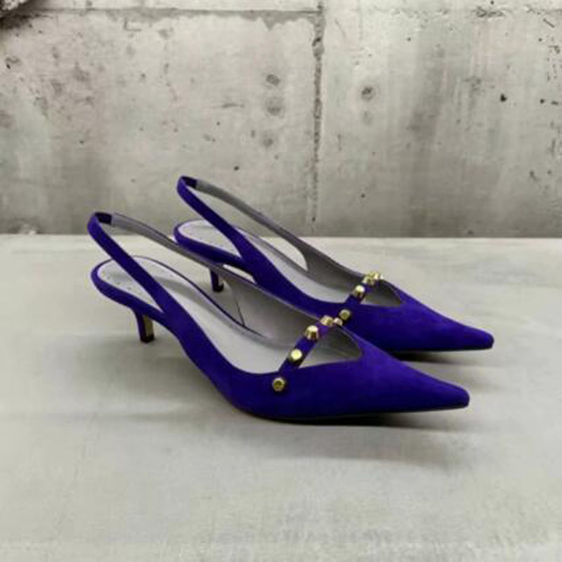 Royal Blue Suede Rivet 4 CM Ki - đánh giá và giá Women Shoes Size 4 In Cm