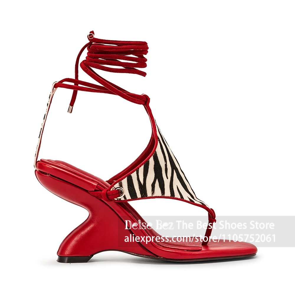 Zebra Print Lace up Sculptural - đánh giá và giá Strappy Heeled Sandals