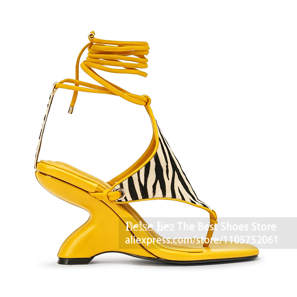 Zebra Print Lace up Sculptural - đánh giá và giá Strappy Heeled Sandals