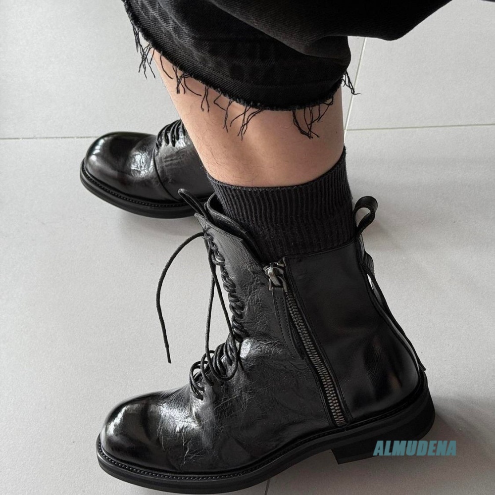 Solid Black Street Style Men H - đánh giá và giá Block Heel Ankle Boots