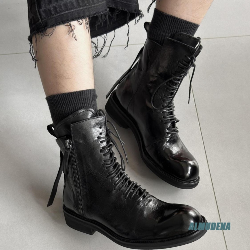 Solid Black Street Style Men H - đánh giá và giá Block Heel Ankle Boots