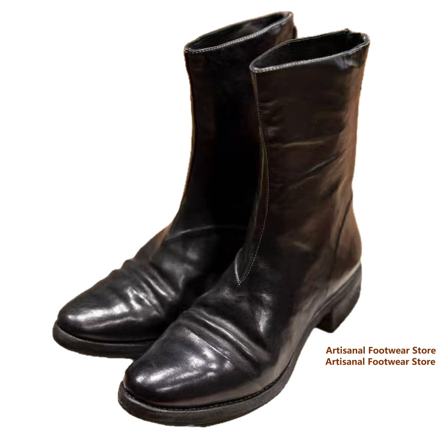 Vintage Wrinkled Leather Mid-C - đánh giá và giá Block Heel Ankle Boots