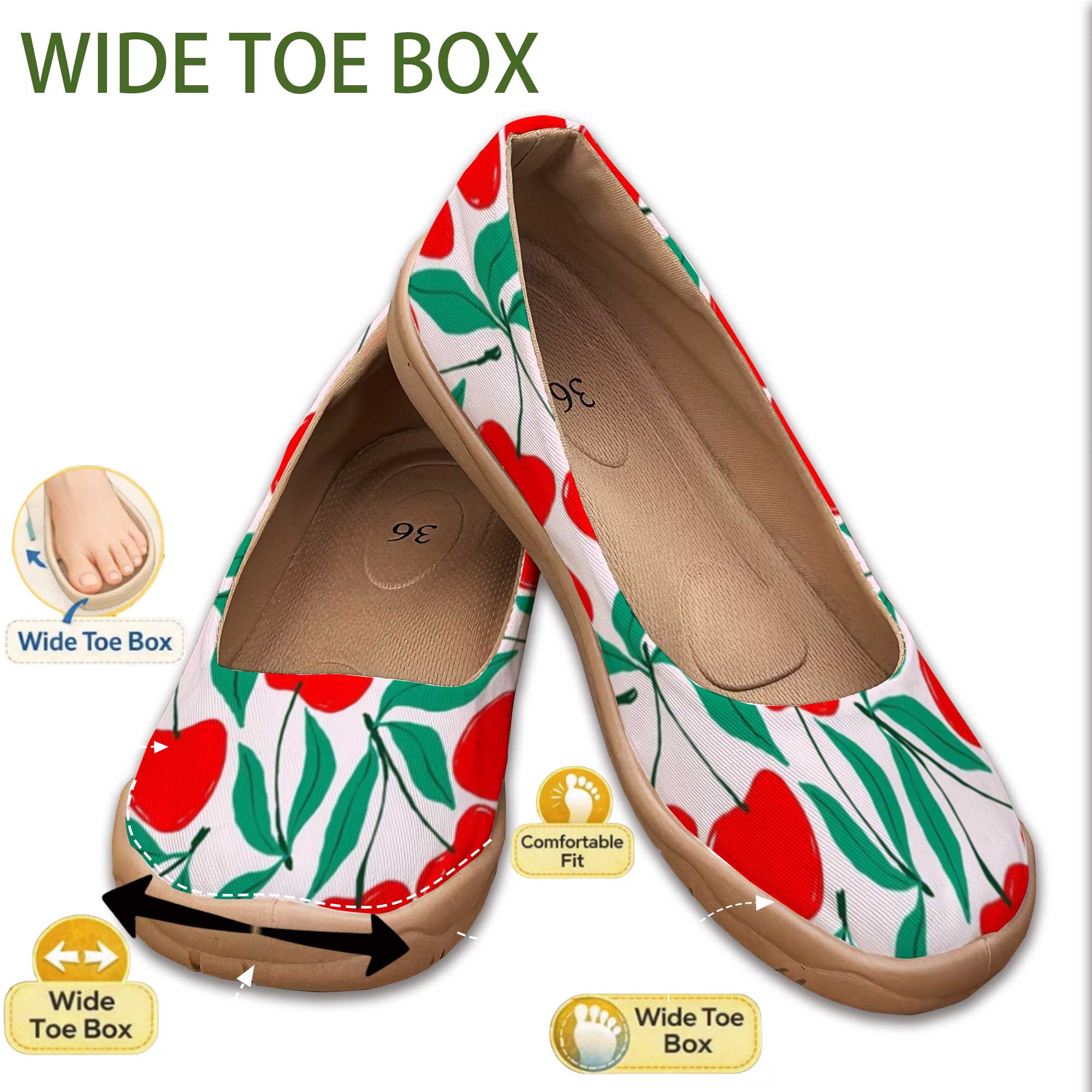 Sweet Cherry-Colored Wide-Fit  - đánh giá và giá Women'S Shoes For Wide Feet