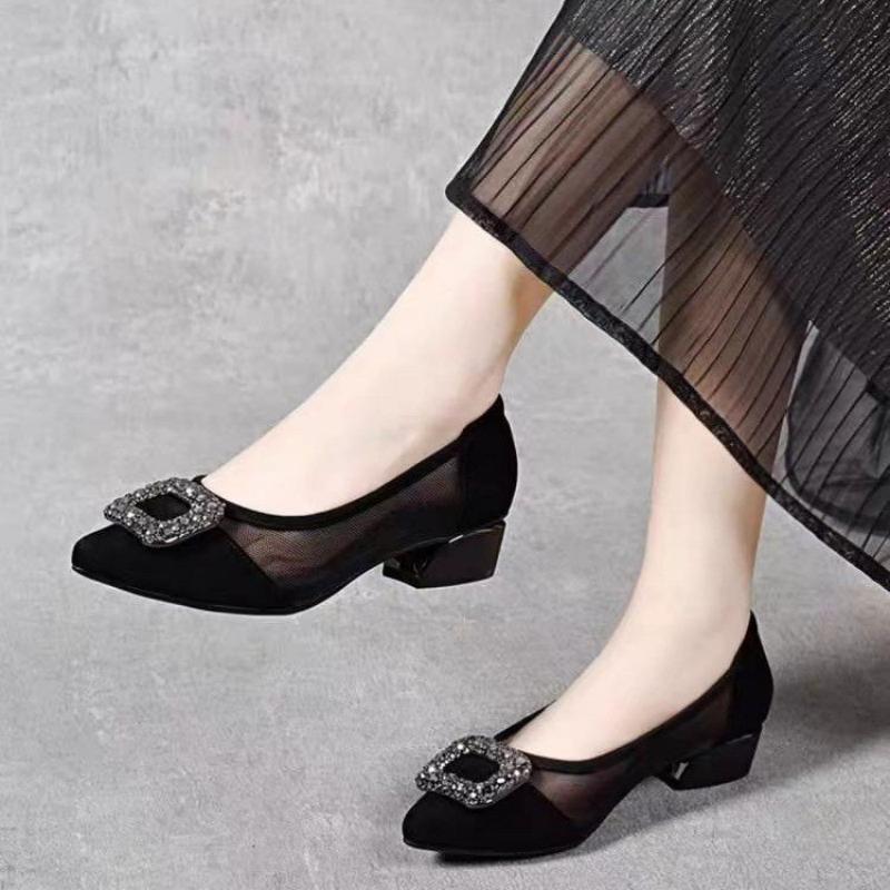 Elegant Pointed Toe Mesh Block - đánh giá và giá Women Shoes Heels