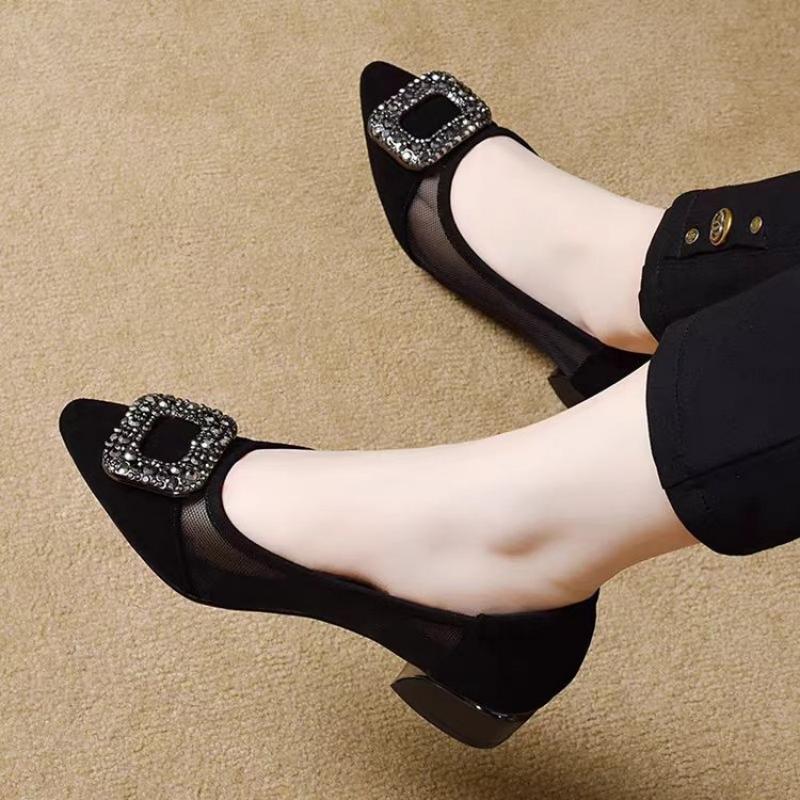 Elegant Pointed Toe Mesh Block - đánh giá và giá Women Shoes Heels